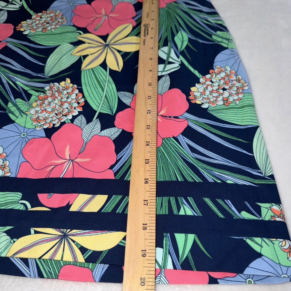 Talbots Womens Navy Blue Tropical Hibiscus Floral A-Line Mini Skirt Size 10 - Picture 2 of 7